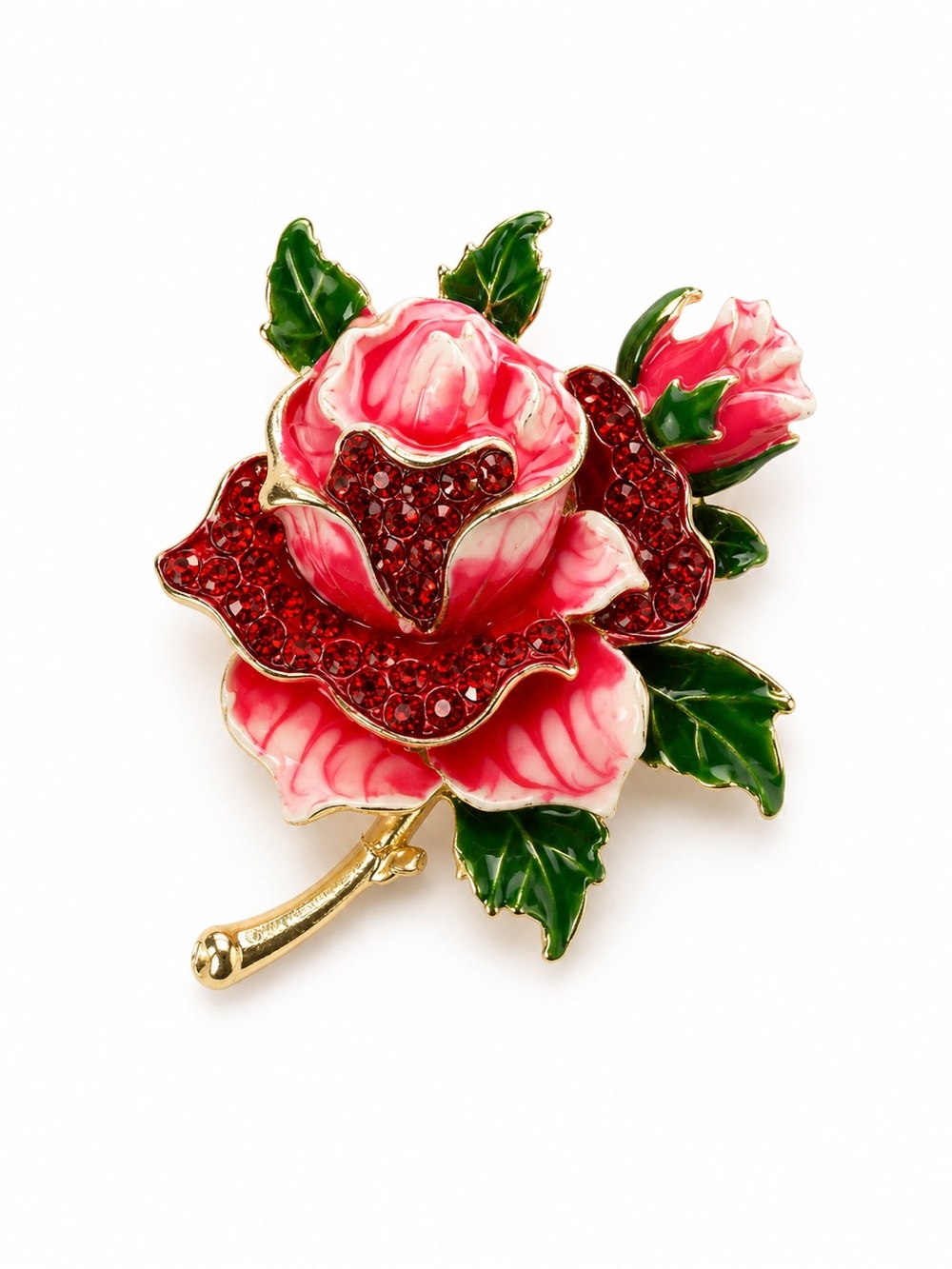 Red Rose Crystal Brooch